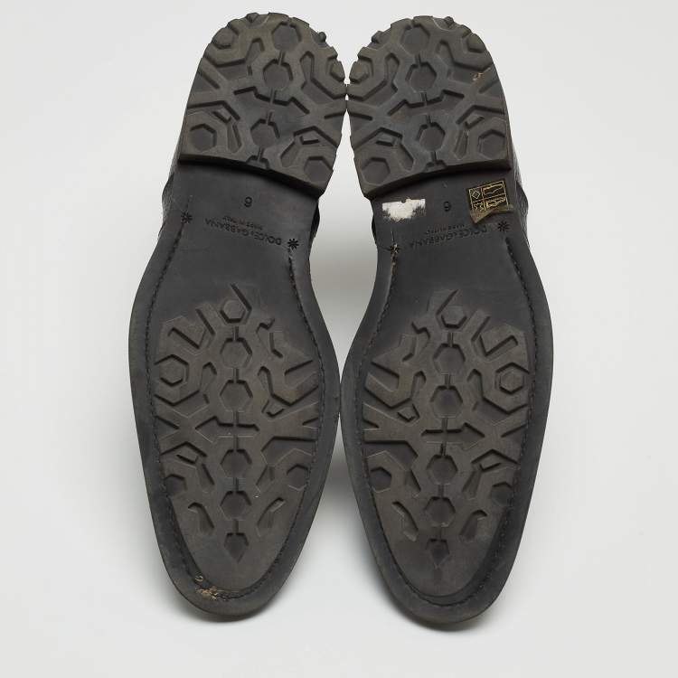 Pre Owned Dolce & Gabbana Black Leather Ankle Boots Size 40