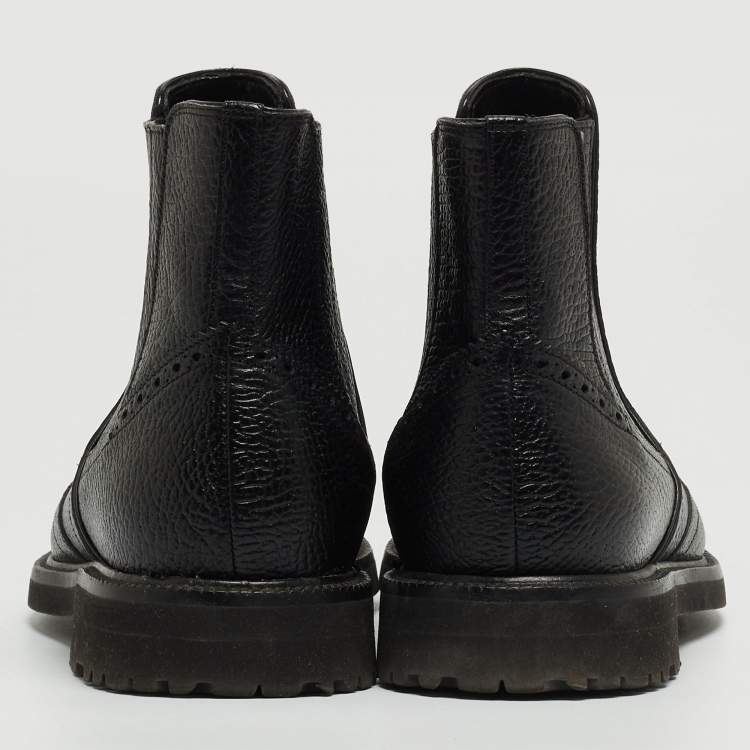 Pre Owned Dolce & Gabbana Black Leather Ankle Boots Size 40