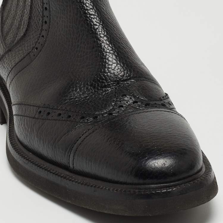 Pre Owned Dolce & Gabbana Black Leather Ankle Boots Size 40