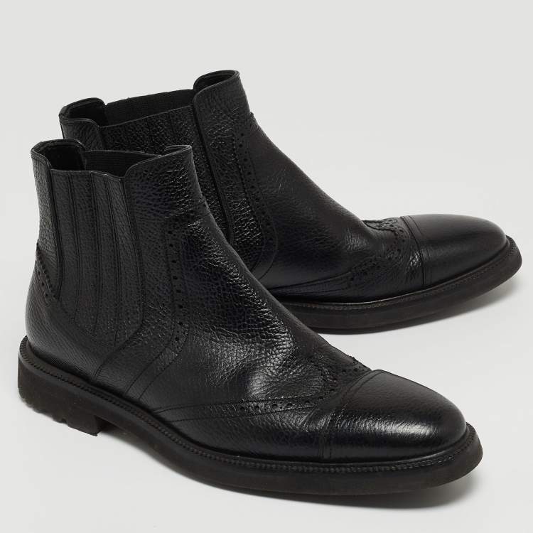 Pre Owned Dolce & Gabbana Black Leather Ankle Boots Size 40
