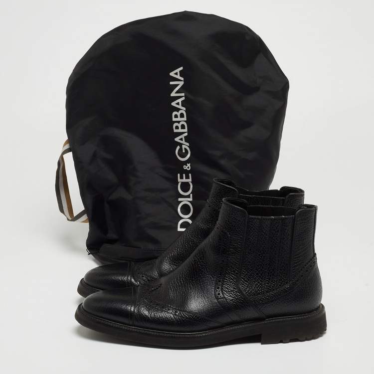 Pre Owned Dolce & Gabbana Black Leather Ankle Boots Size 40