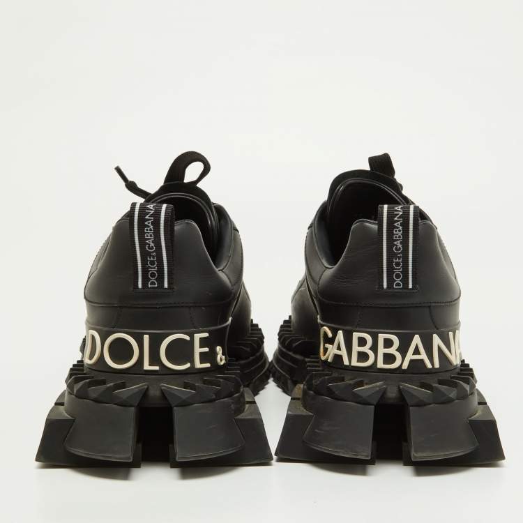 Pre Owned Dolce & Gabbana Black Leather Super King Sneakers Size 42.5