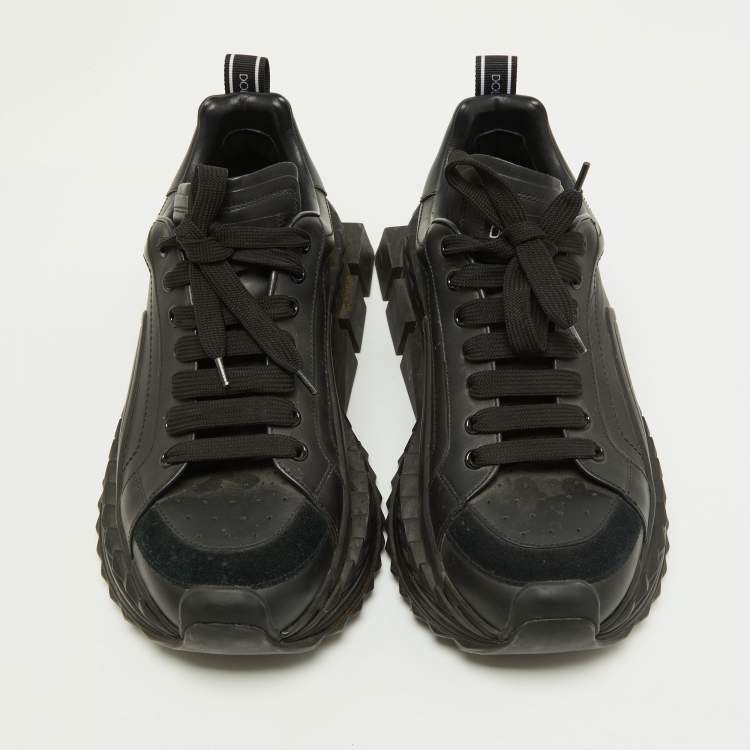 Pre Owned Dolce & Gabbana Black Leather Super King Sneakers Size 42.5