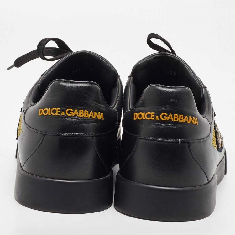 Pre Owned Dolce & Gabbana Black Leather Low Top Sneakers Size 43
