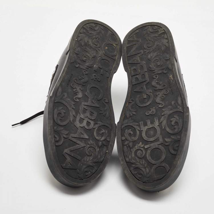 Pre Owned Dolce & Gabbana Black Leather Low Top Sneakers Size 43