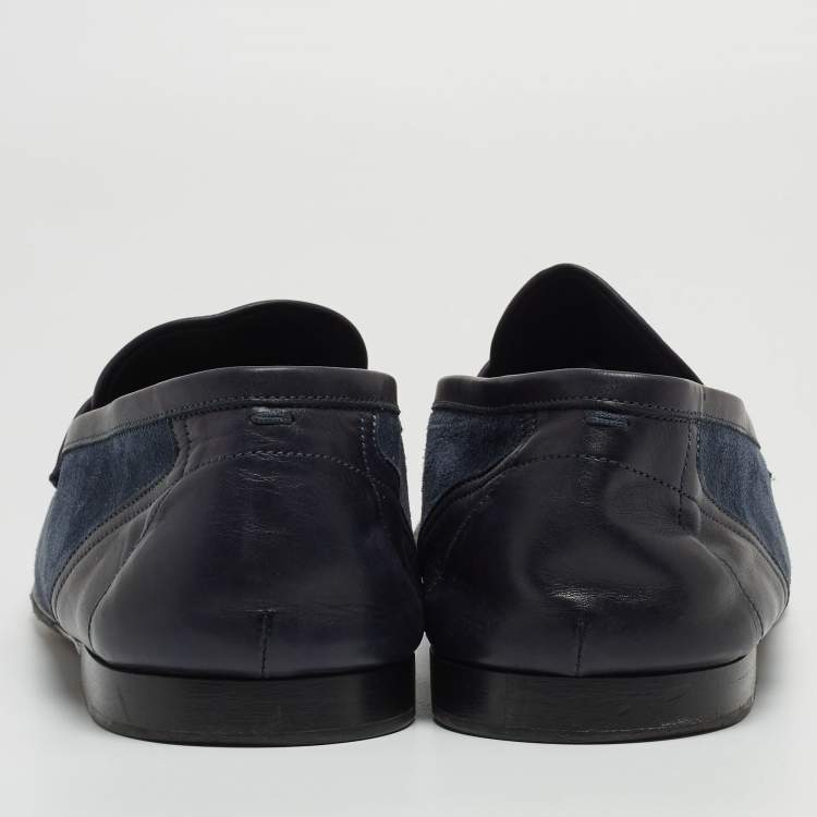 Pre Owned Dolce & Gabbana Navy Blue Suede Slip On Loafers Size 44