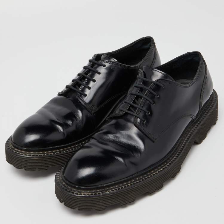 Pre Owned Dolce & Gabbana Black Patent Leather Lace Up Derby Size 43