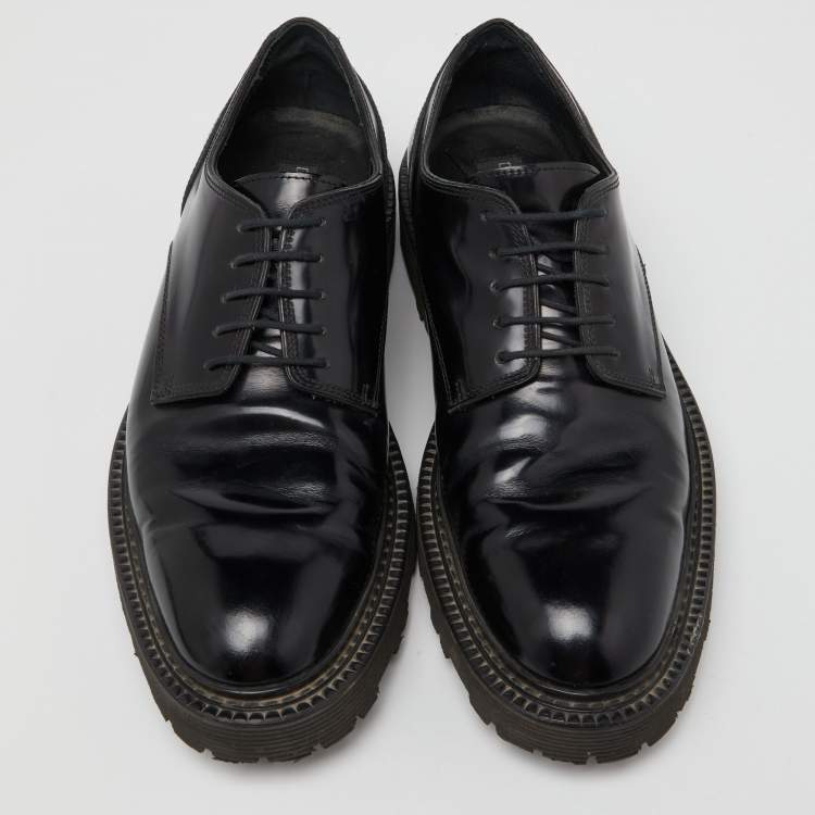 Pre Owned Dolce & Gabbana Black Patent Leather Lace Up Derby Size 43