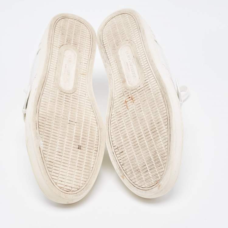 Pre Owned Dolce & Gabbana White Leather Lace Up And Buckle Low Top Sneakers Size 41