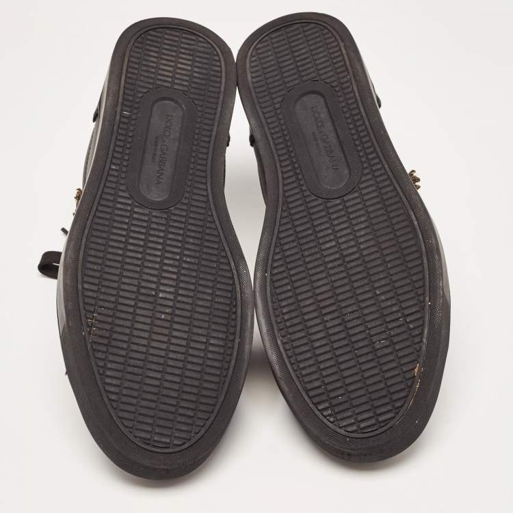 Pre Owned Dolce & Gabbana Black Leather DG Heart Sneakers Size 40