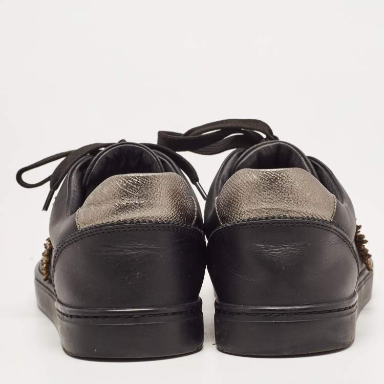 Pre Owned Dolce & Gabbana Black Leather DG Heart Sneakers Size 40