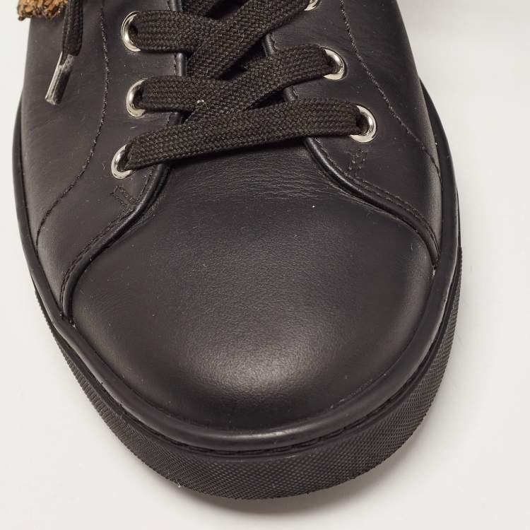 Pre Owned Dolce & Gabbana Black Leather DG Heart Sneakers Size 40
