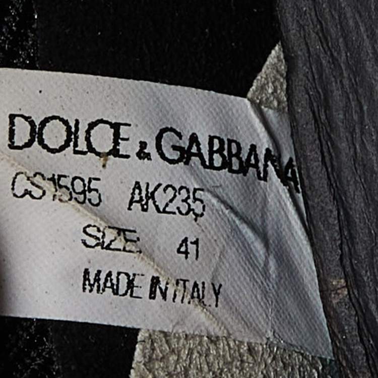 Pre Owned Dolce & Gabbana Black/White Knit Fabric Sorrento Slip On Sneakers Size 41