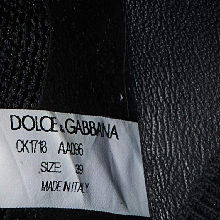 Pre Owned Dolce & Gabbana Black Knit Fabric and Suede NS1 Low-Top Sneakers Size 39
