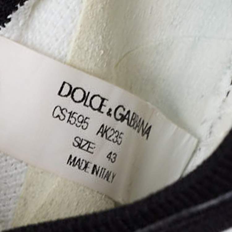 Pre Owned Dolce & Gabbana White Knit Fabric Sorrento Sneakers Size 43