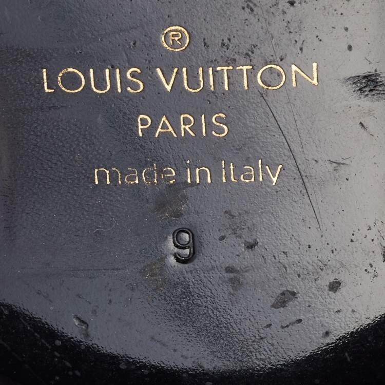 Pre Owned Louis Vuitton Black Velvet Auteuil Logo Smoking Slippers Size 43