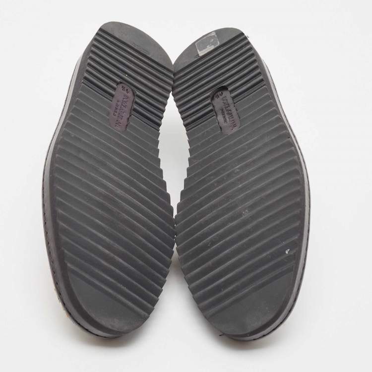 Pre Owned Dolce & Gabbana Navy Blue Denim and Leather Slip On Sneakers Size 43.5