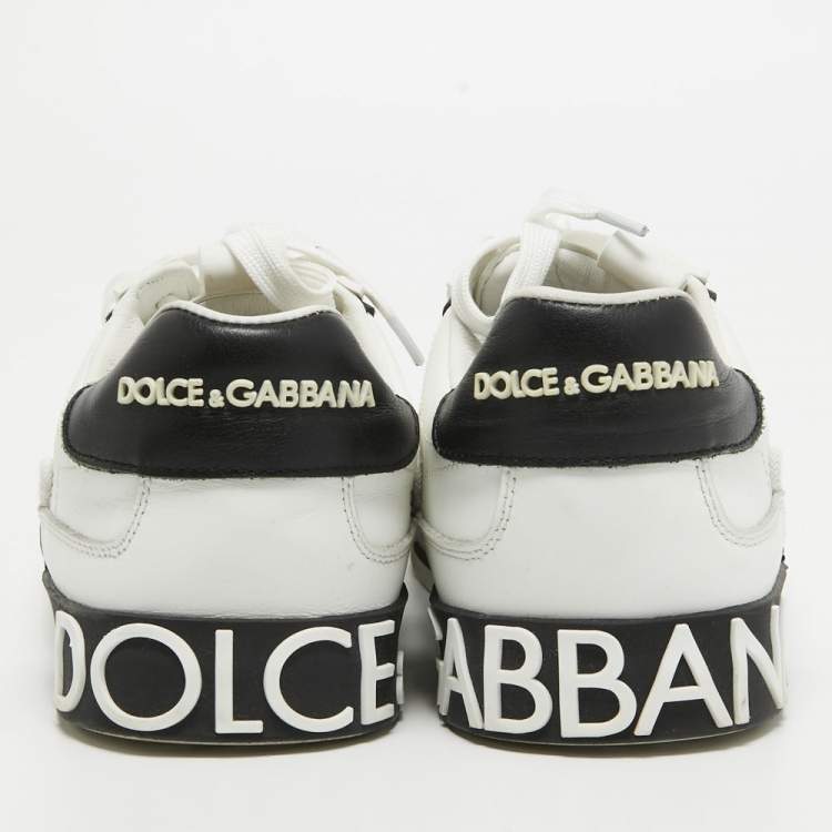 Pre Owned Dolce & Gabbana White/Grey Suede and Leather Portfino Sneakers Size 42