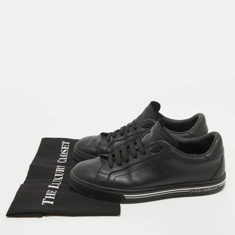 Pre Owned Dolce & Gabbana Black Leather Low Top Sneakers Size 41