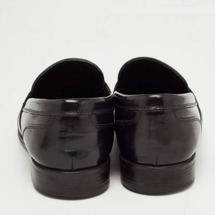 Pre Owned Dolce & Gabbana Black Leather Slip On Loafers Size 40.5