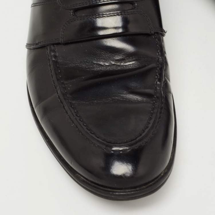 Pre Owned Dolce & Gabbana Black Leather Slip On Loafers Size 40.5