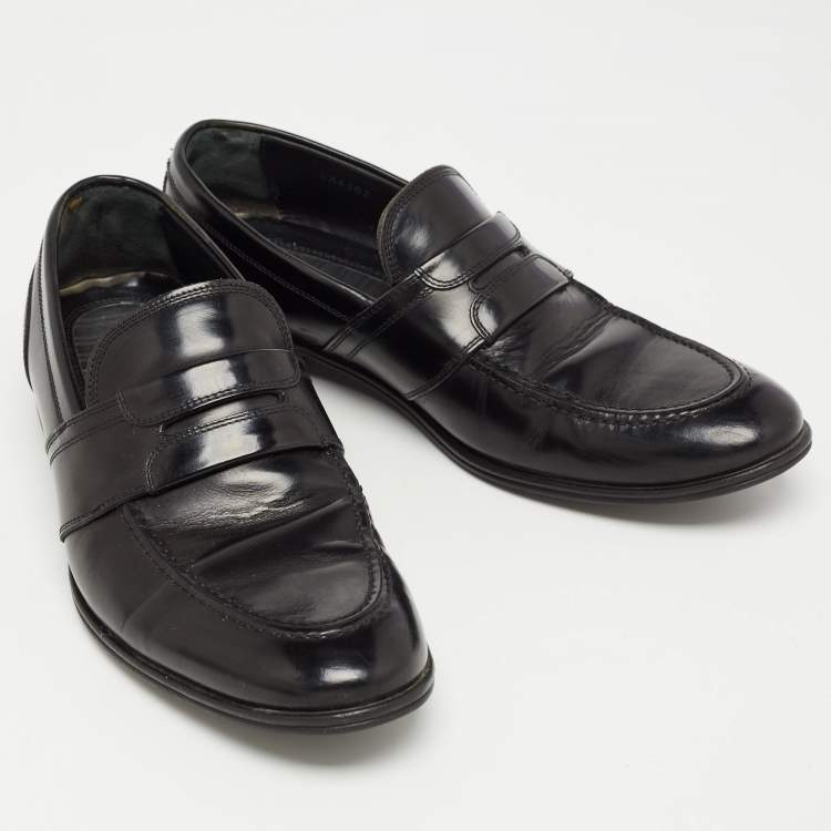 Pre Owned Dolce & Gabbana Black Leather Slip On Loafers Size 40.5