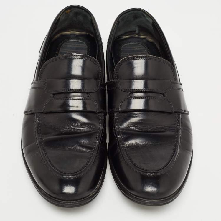 Pre Owned Dolce & Gabbana Black Leather Slip On Loafers Size 40.5