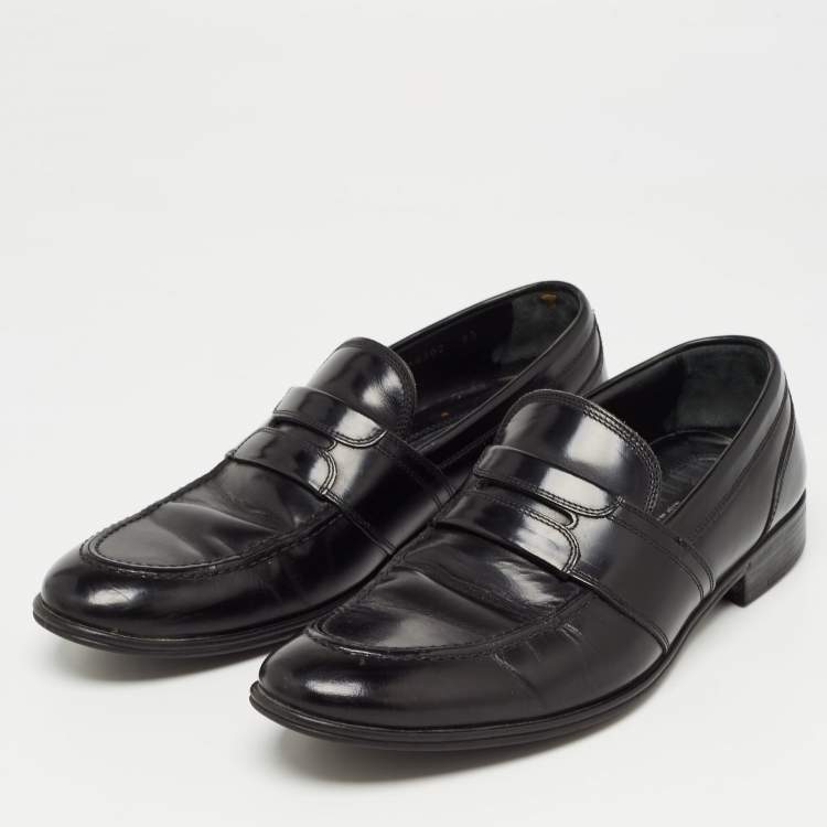 Pre Owned Dolce & Gabbana Black Leather Slip On Loafers Size 40.5
