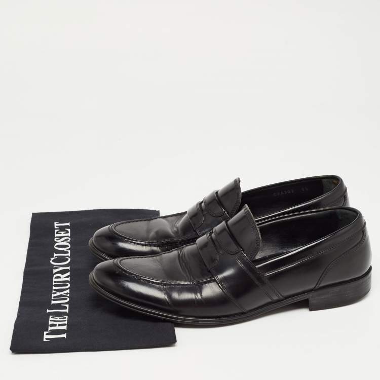 Pre Owned Dolce & Gabbana Black Leather Slip On Loafers Size 40.5
