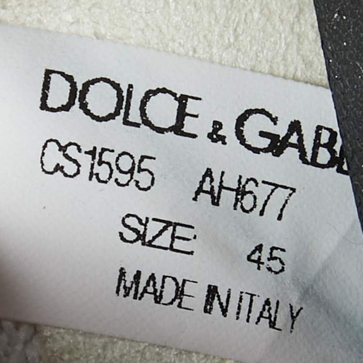 Pre Owned Dolce & Gabbana White/Black Knit Fabric Sorrento Sneakers Size 45