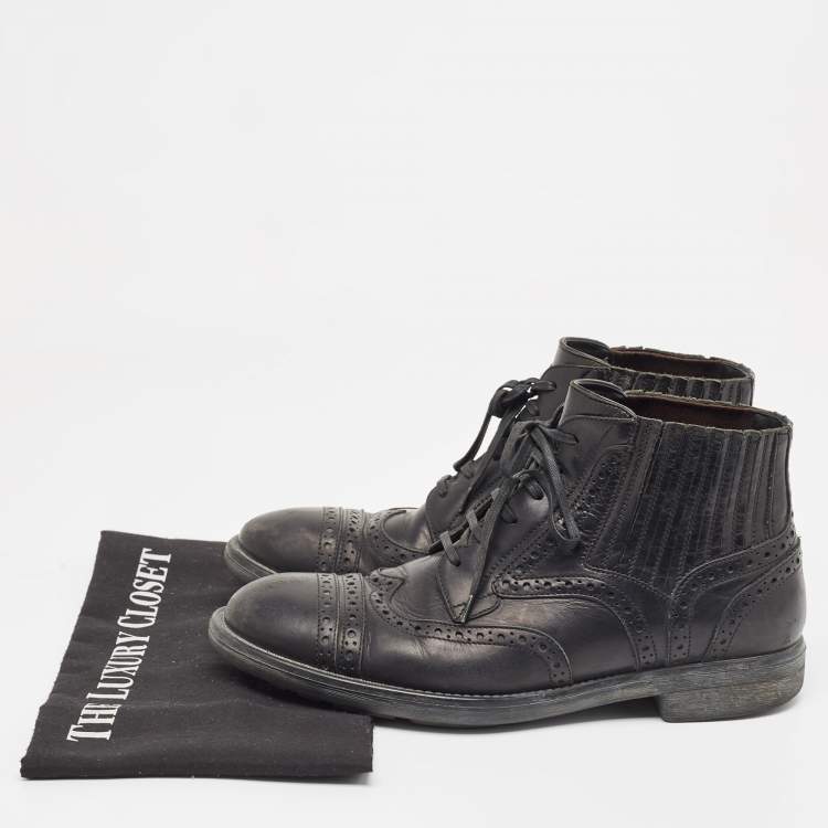 Pre Owned Dolce & Gabbana Black Leather Lace Up Combat Boots Size 39