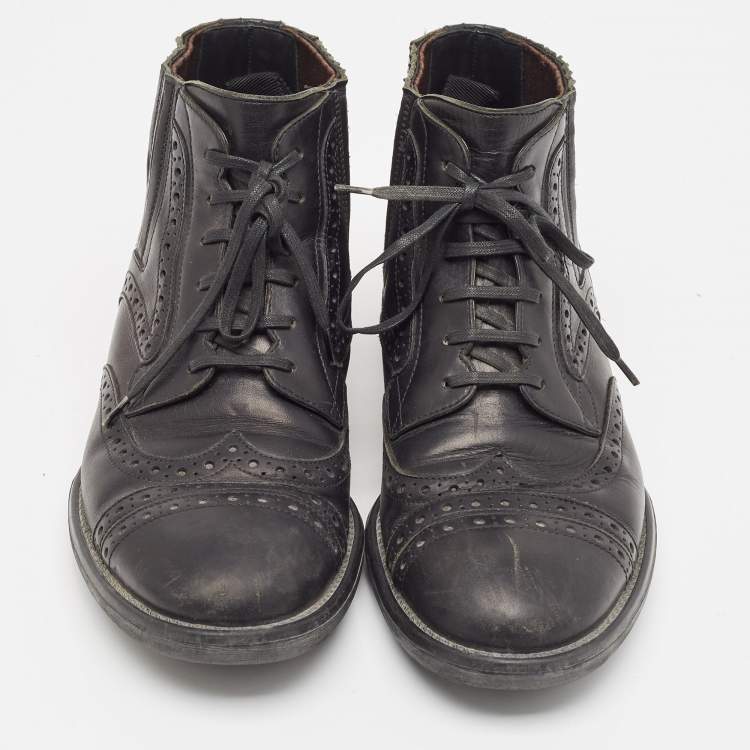 Pre Owned Dolce & Gabbana Black Leather Lace Up Combat Boots Size 39