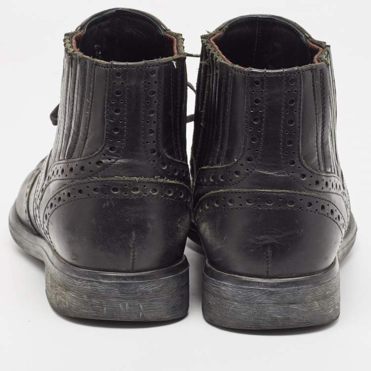 Pre Owned Dolce & Gabbana Black Leather Lace Up Combat Boots Size 39
