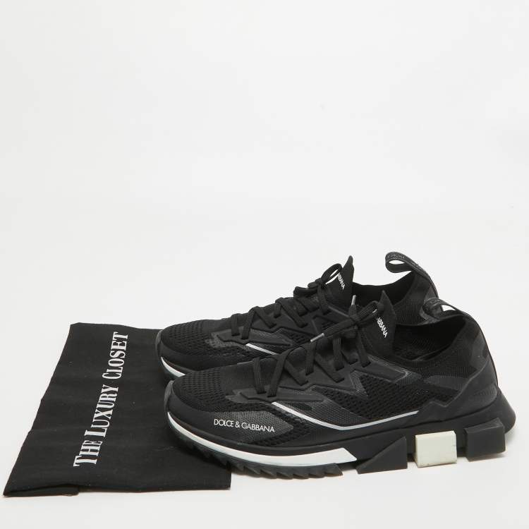 Pre Owned Dolce & Gabbana Black Mesh and Rubber Sorrento Lace Up Sneakers Size 45