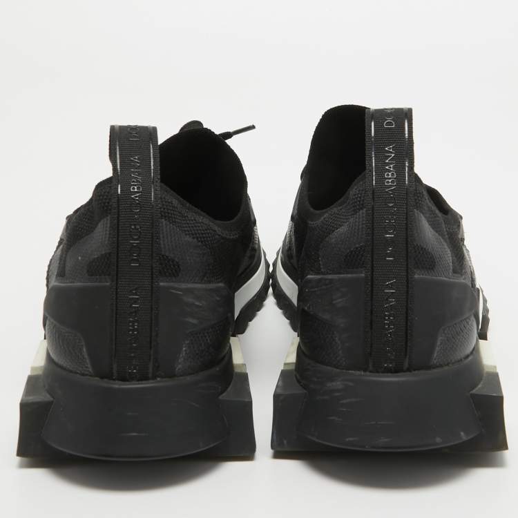 Pre Owned Dolce & Gabbana Black Mesh and Rubber Sorrento Lace Up Sneakers Size 45