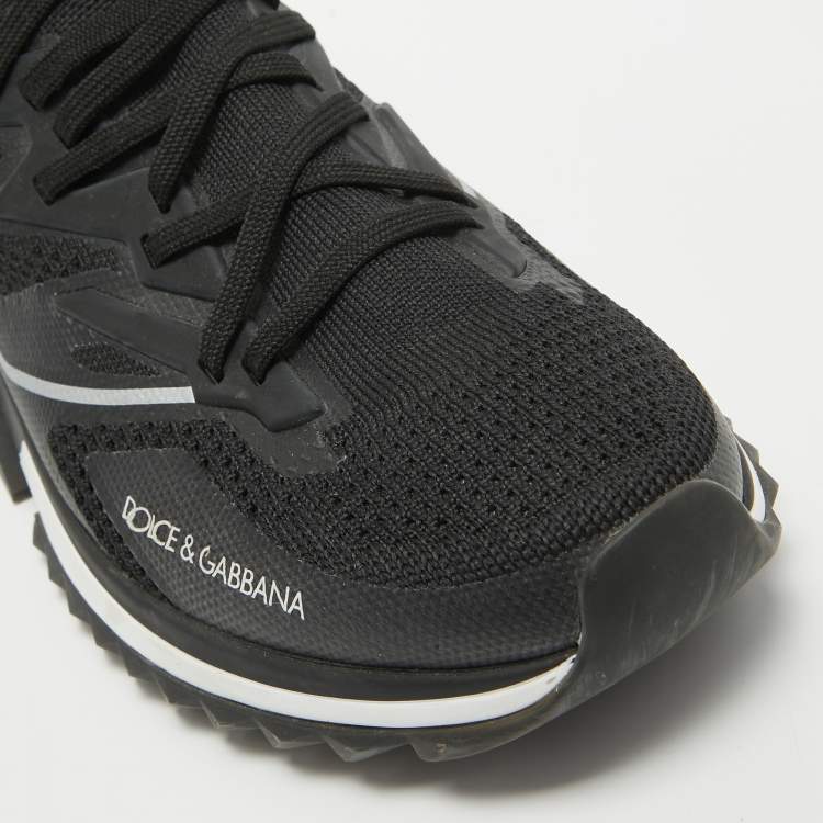 Pre Owned Dolce & Gabbana Black Mesh and Rubber Sorrento Lace Up Sneakers Size 45