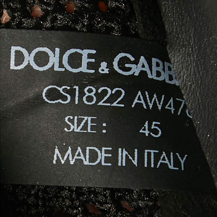 Pre Owned Dolce & Gabbana Black Mesh and Rubber Sorrento Lace Up Sneakers Size 45