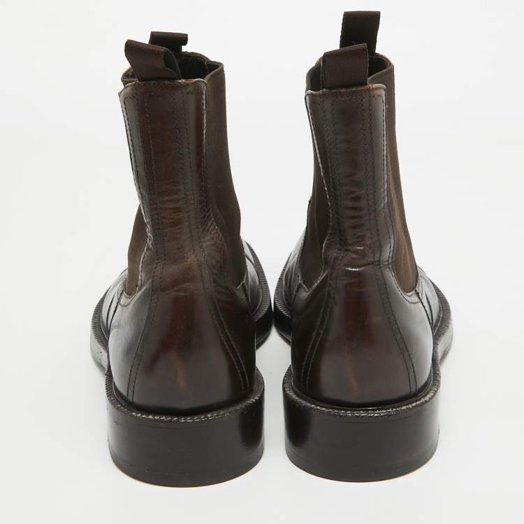 Pre Owned Dolce & Gabbana Brown Leather Ankle Boots Size 44