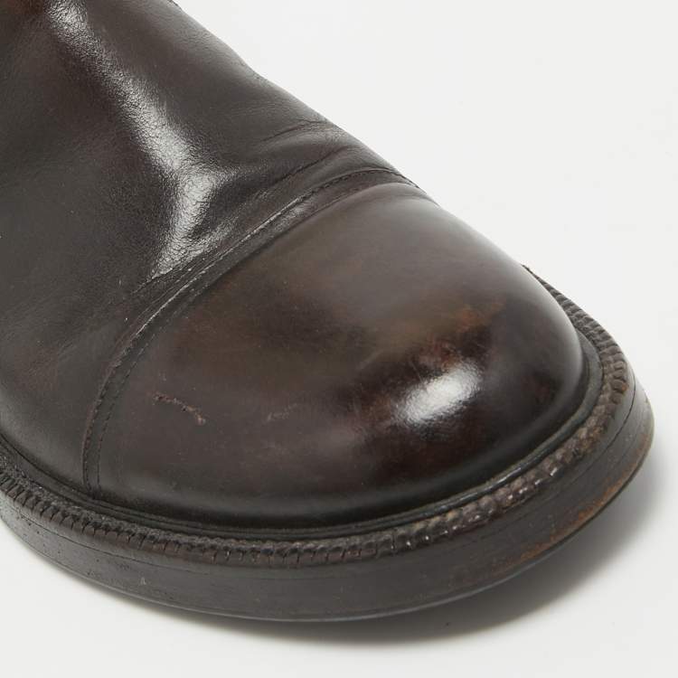 Pre Owned Dolce & Gabbana Brown Leather Ankle Boots Size 44