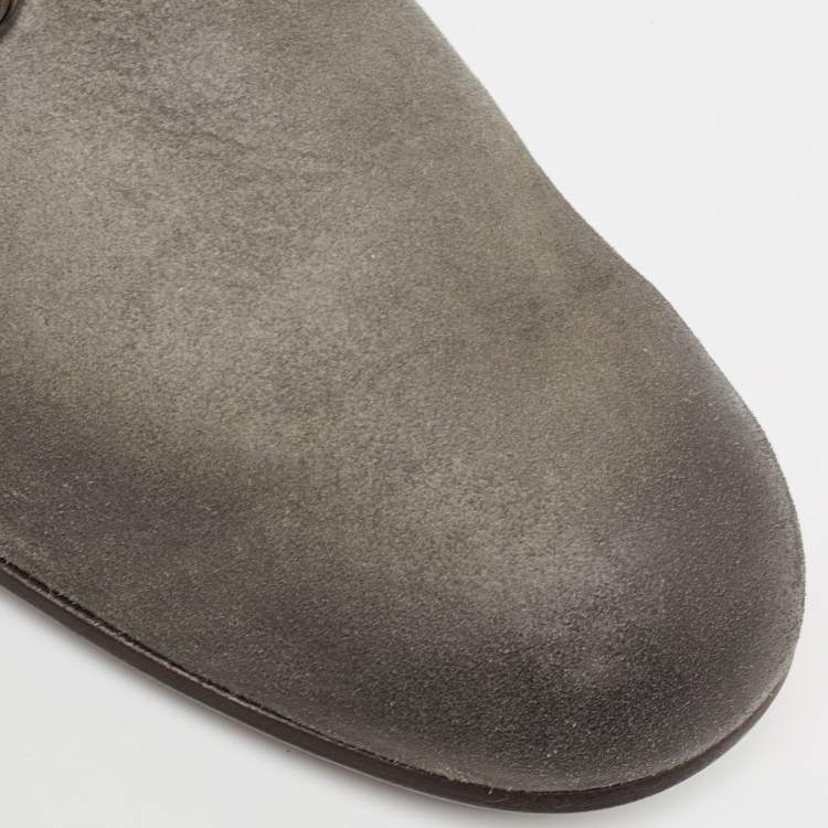 مملوكة مسبقًا Dolce & Gabbana Grey Suede Buckle Loafers Size 44