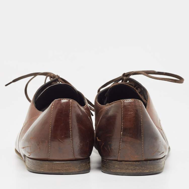 Pre Owned Dolce & Gabbana Brown Leather Lace Up Derby Size 44