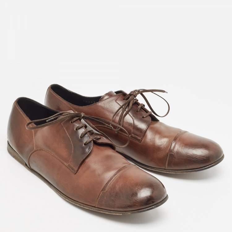 Pre Owned Dolce & Gabbana Brown Leather Lace Up Derby Size 44