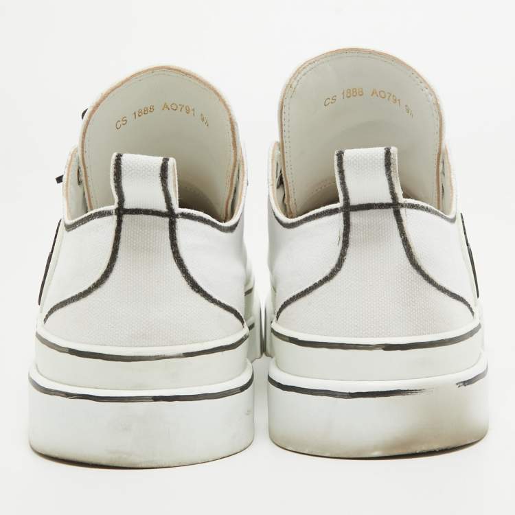 Pre Owned Dolce & Gabbana White/Black Canvas Portofino Light Sneakers Size 43.5