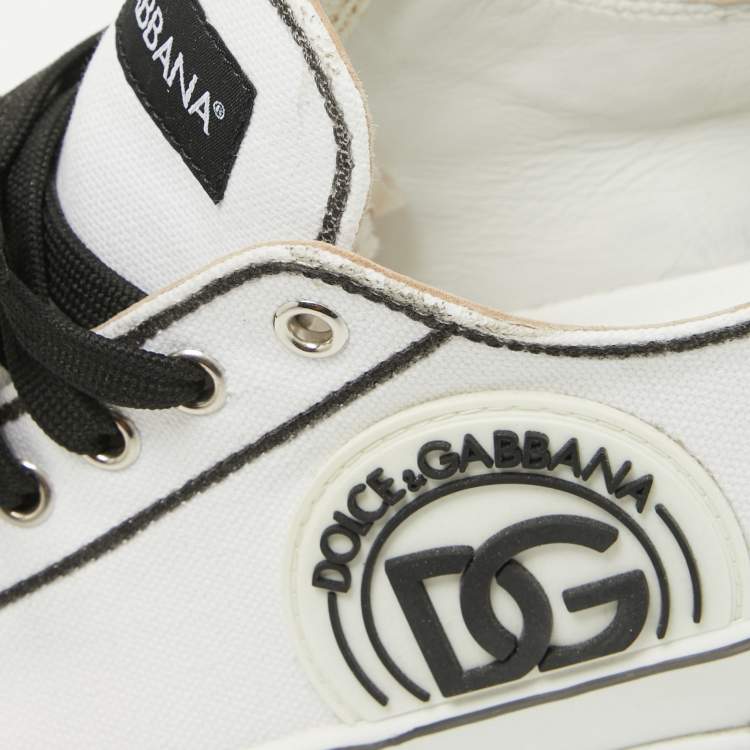 Pre Owned Dolce & Gabbana White/Black Canvas Portofino Light Sneakers Size 43.5