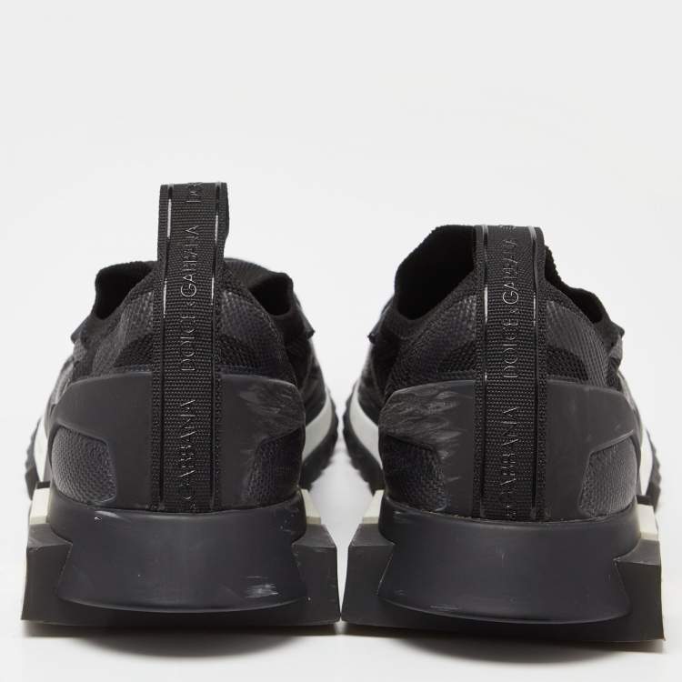Pre Owned Dolce & Gabbana Black Knit Fabric Sorrento Slip On Sneakers Size 40