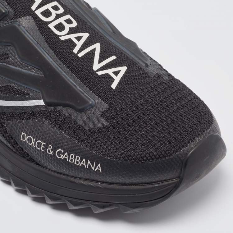Pre Owned Dolce and Gabbana Black Knit Fabric Sorrento Sneakers Size 41