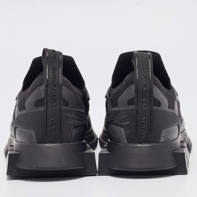 Pre Owned Dolce and Gabbana Black Knit Fabric Sorrento Sneakers Size 41