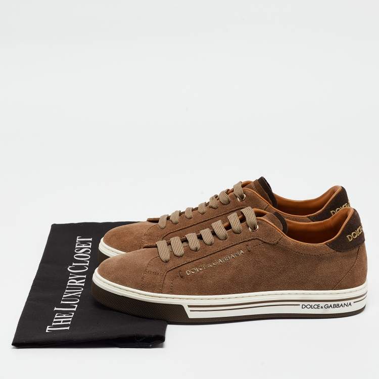 Pre Owned Dolce & Gabbana Brown Suede Low Top Sneakers Size 39