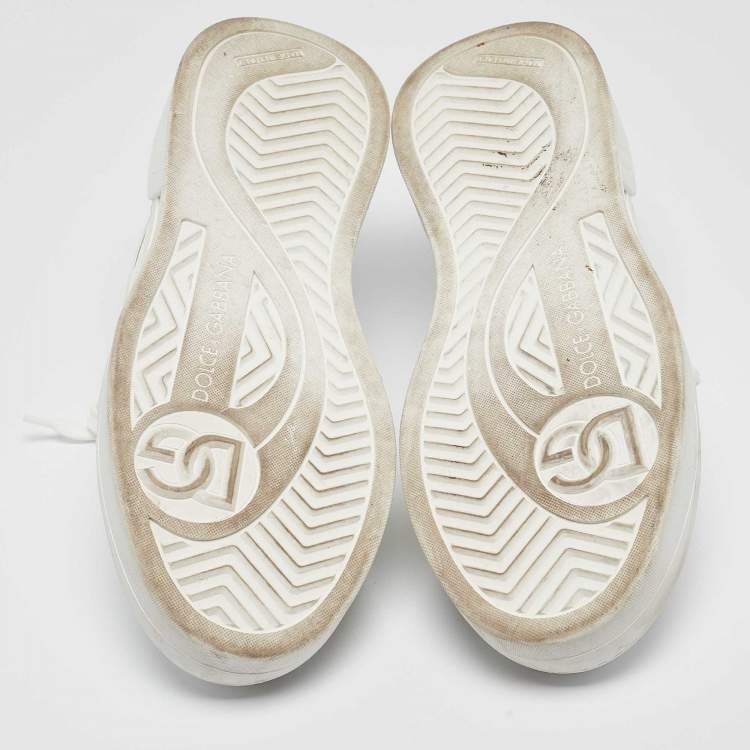 Pre Owned Dolce & Gabbana White Leather Low Top Sneakers Size 42.5