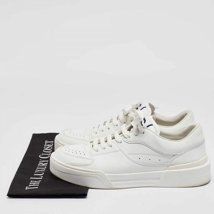 Pre Owned Dolce & Gabbana White Leather Low Top Sneakers Size 42.5